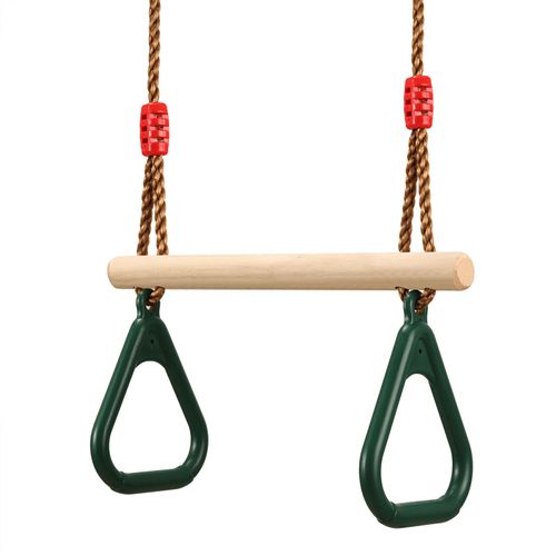 Balançoire Trapèze Multifonctionnelle En Bois Avec Anneau En Plastique Pour Enfants,Ensemble D'amusement Intérieur Et Extérieur,Porteur,160kg - Type Blackish Green