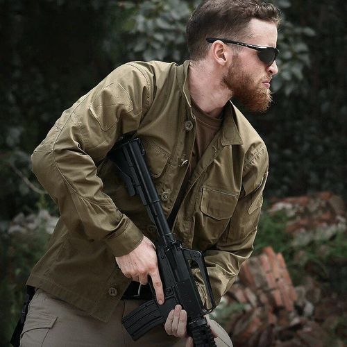 Chemise Cargo Multi-Poches Pour Homme,Respirante,Décontractée,Résistante À L'usure,Imperméable,Dehors De Plein Air,Printemps