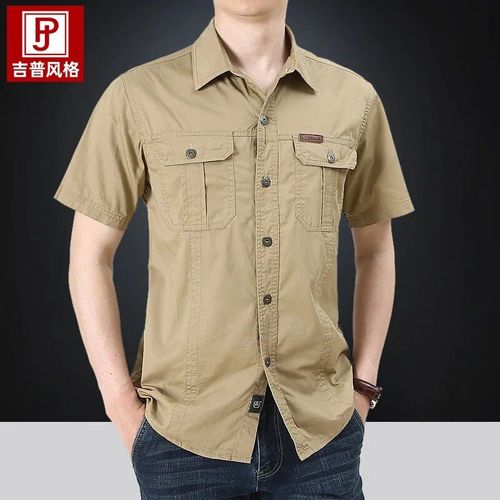 Chemise De Travail En Coton Délavé Pour Homme,Vêtement Décontracté À Manches Courtes,Fin,Été