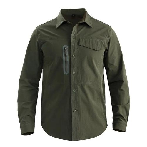 Chemise À Manches Longues Pour Hommes Avec Poches Chemises Tactiques De L'armée Séchage Rapide Respirant Revers Sport Escalade Hauts De Printemps Entraînement En Plein Air