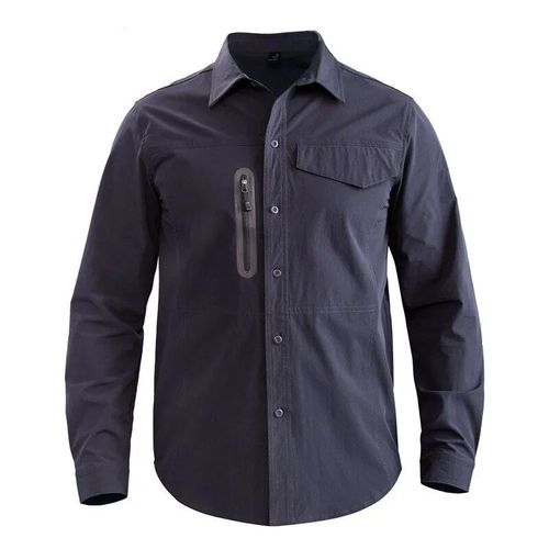 Chemise À Manches Longues Pour Hommes Avec Poches Chemises Tactiques De L'armée Séchage Rapide Respirant Revers Sport Escalade Hauts De Printemps Entraînement En Plein Air