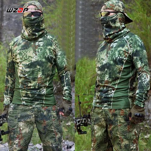 Chemise De Combat À Camouflage Python À Manches Longues Pour Homme,Vêtement De Camping Et De Randonnée À Séchage Rapide,Élastique Et Respirant
