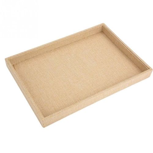 Plateaux À Bijoux En Flanelle, 2 Types De Lin, Beige, Gris, Collier, Bracelet, Bagues, Boucles D'oreilles, Support D'affichage, Plaque De Rangement, Étui