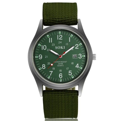Montre À Chiffres Simples Pour Hommes, Bracelet, Calendrier Fluorescent, Vert, Grand Cadran, Quartz, Cadeau D'affaires, Mode Sport