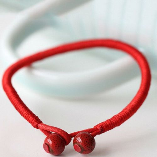 Bracelet Amoureux Porte Bonheur Rouge Chinois Unisexe Pour Femmes Et Hommes, Perles En Céramique, Corde Tressée En Acacia, Cadeaux Pour Couples Amoureux