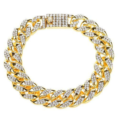 Bracelet Hip Hop Avec Strass Pour Hommes, Style Européen Cubain, En Or Et Argent, Chaîne À Maillons Glacés, Unisexe