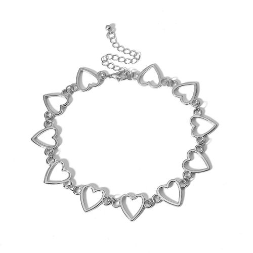 Collier Ras Du Cou En Métal Doré Pour Femmes Et Filles, Chaîne Ajourée En Forme De C¿Ur, Bijoux Cadeau De Fête