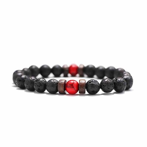 Bracelet En Pierre Volcanique Pour Homme Et Femme, 8mm, Perles En Bois De Lave, Bouddha Tibétain, Chaîne De Poignet, Bijoux, Cadeau