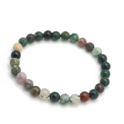 Bracelet En Pierre Naturelle Indienne, Perles Rondes, Bijoux En Pierre D'agate Indienne, Cadeau Pour Femmes Et Hommes