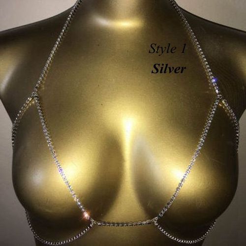 Chaîne De Corps En Métal Brillant Pour Femmes, Bijoux De Fête, Couleur Or Argent, Soutien Gorge Boho, Chaîne De Poitrine, Bijoux De Corps, Collier Long Pour Femmes