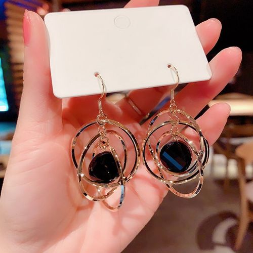 Boucles D'oreilles Pendantes En Strass Pour Femmes, Cercles Ronds Et Croisés, Mode Coréenne, Pour Fête De Mariage, Bijoux À La Mode, Cadeaux