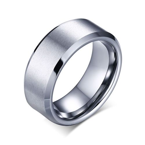 Bague En Acier Inoxydable Pour Hommes, Double Biseauté, Lisse, Brossé, Mat, Titane, Brillant, Simple