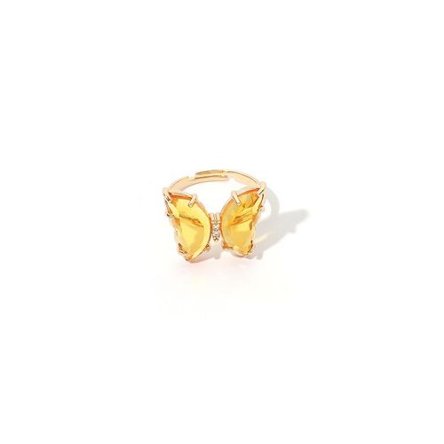 Bague Transparente En Acrylique Pour Femmes, Bijoux De Plage, Papillon, Ajustable, Style Bohème, Strass, Doigt Ouvert, Été