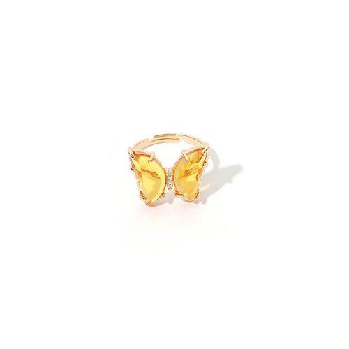 Bague Transparente En Acrylique Pour Femmes, Bijoux De Plage, Papillon, Ajustable, Style Bohème, Strass, Doigt Ouvert, Été