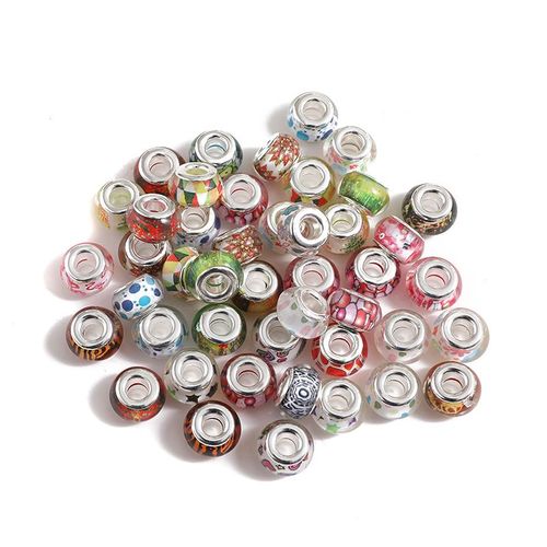 Perles De Verre En Vrac Pour Fabrication De Bracelet Européen, 20 Pièces, Mélange Aléatoire De Gros Trous (5mm), Taille 8*13mm