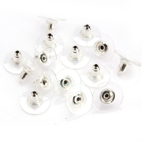 Bouchons De Boucles D'oreilles En Plastique, Couleur Or Argent 10mm, Bouchons De Dos En Forme De Disque Transparent Pour La Fabrication De Bijoux, Accessoires