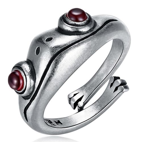 Bague Grenouille En Métal, Neutre, Personnalité Créative, Animal Mignon Rouge Grenat Grenouille Ouvert, Anneaux Réglables, Bijoux De Doigt, Cadeau D'amoureux De Fête