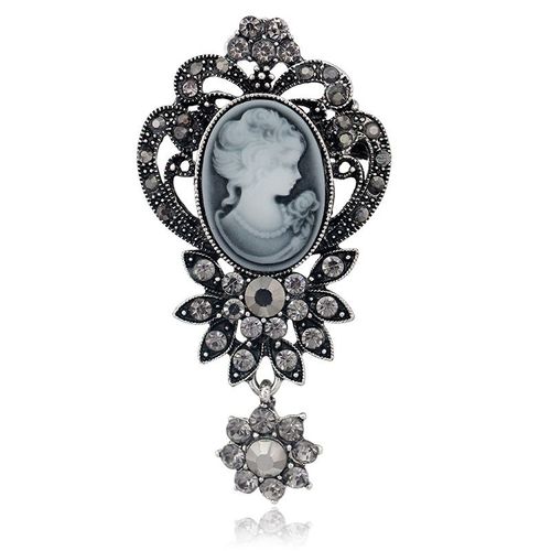 Broches Vintage Européennes Reine Camée Pour Femmes, Style Assorti, Strass, Décoration De Cravate