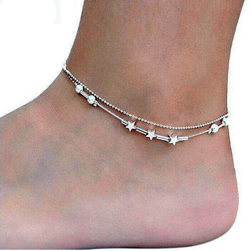 Bracelet De Cheville En Alliage Plaqué Argent, Chaîne En Cristal Argenté, Pendentif De Plage, Lien Cubain, Bijoux Cadeau Pour Femmes