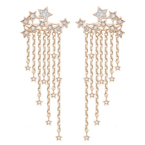 Boucles D'oreilles En Cristal Pour Filles, Accessoires Simples, Longues, Pendentif, Étoiles Brillantes, Pompon, Cadeaux Pour Dames