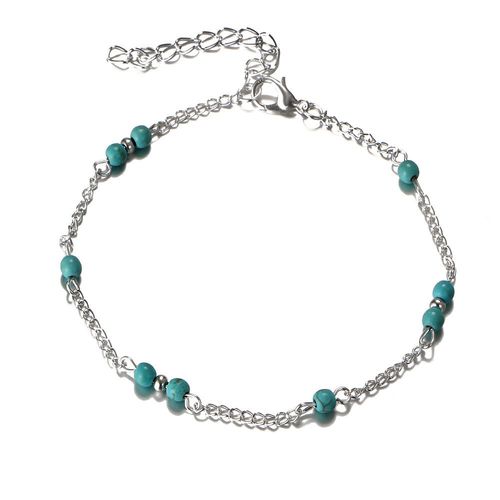 Bracelet De Cheville En Argent Pour Femmes, Vintage, Mode, Fait À La Main, Turquoise, Bijoux De Pied