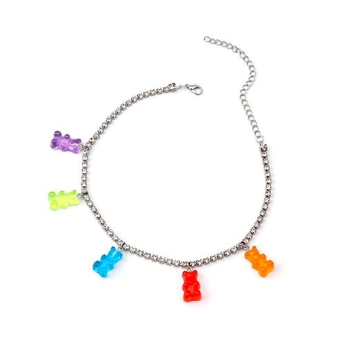 Collier Ras Du Cou En Diamant Pour Femmes Et Filles, Coloré, Pendentif Ours Animal, Bijoux De Fête Quotidiens À La Mode