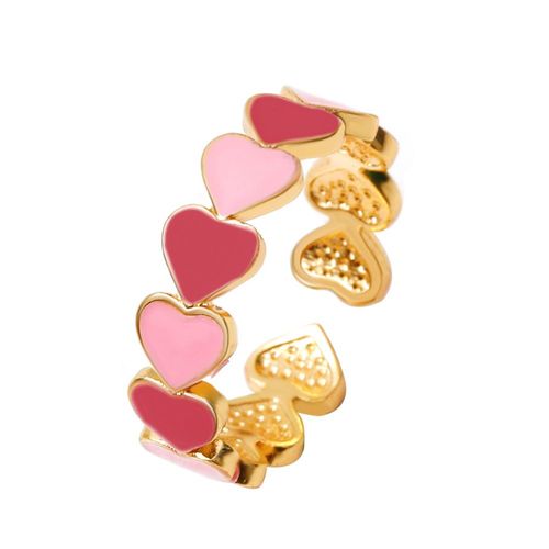 Bague En Métal Rose Avec C¿Ur D'amour, Réglable, Géométrique Ins, Galvanoplastie, Rétro, Bijoux De Doigt Pour Femmes