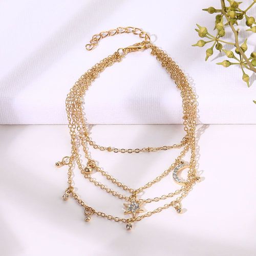 Bracelet De Cheville Multicouches En Alliage Or Rose, Étoile, Lune, Strass, Bijoux De Plage De Luxe, Style Bohème