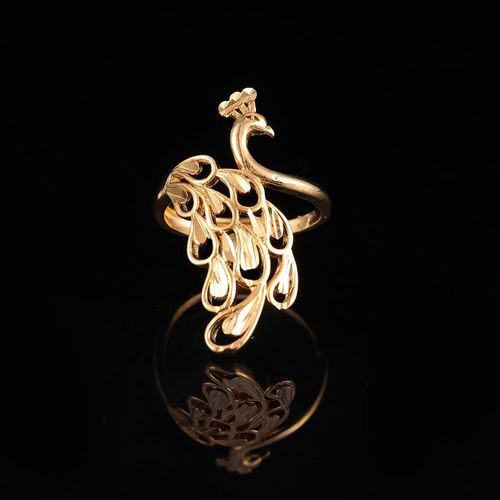 Bague Paon En Or Jaune 24k Pour Femme, Grand Anneau De Déclaration De Mariage, Breloque, Nouvelle Collection 2018, Bijoux À La Mode
