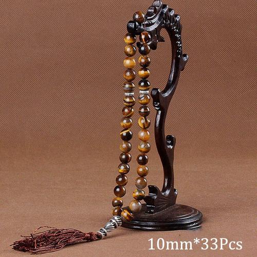 Bracelets En Pierre Malachite Verte De 10mm, 33 Perles De Prière, Chapelet Musulman Islamique Tasbih Allah Mohamed Pour Femmes Et Hommes
