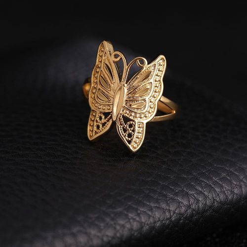 Bague En Or Jaune 24k Pour Femme, Grand Papillon, Breloque De Fête De Mariage, Nouvelle Collection 2018, Bijoux À La Mode