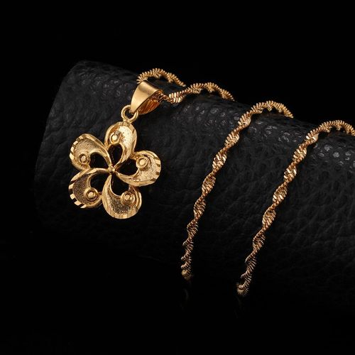 Collier En Or Jaune 24k Rempli, Pendentifs Creux Bauhinia Blakeana Pour Femmes, Collier Ras De Cou, Chaîne À Vagues, Bijoux