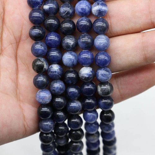 Perles Rondes En Pierre Naturelle Sodalite Bleue, Pour La Fabrication De Bijoux, Bracelet Diy, Vente En Gros, 1 Brin/Lot, 4 6 8 10 12 Mm