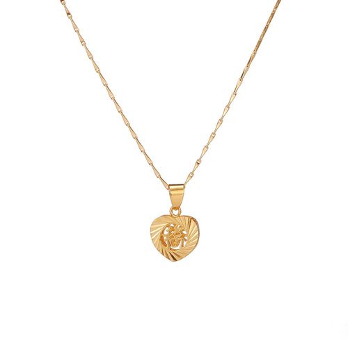 Collier En Or Jaune 24k Rempli De C¿Urs Épais, Pendentifs De Bénédiction Pour Femmes, Porte Bonheur, Chaîne Bijoux