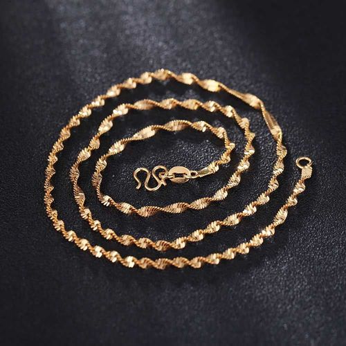 Collier Chaîne De Couleur Or 24k, Diy, Corde, Pendentif Pour Femmes, Ras De Cou, Collier Ondulé, Bijoux En Or Jaune 24k