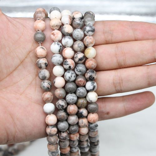 Perle Zèbre Rose Naturelle, 1 Brin/Lot 4/6/8/10mm, Perle De Jaspe, Perles D'espacement Amples Pour La Fabrication De Bijoux, Résultats Bracelet À Bricoler Soi Même