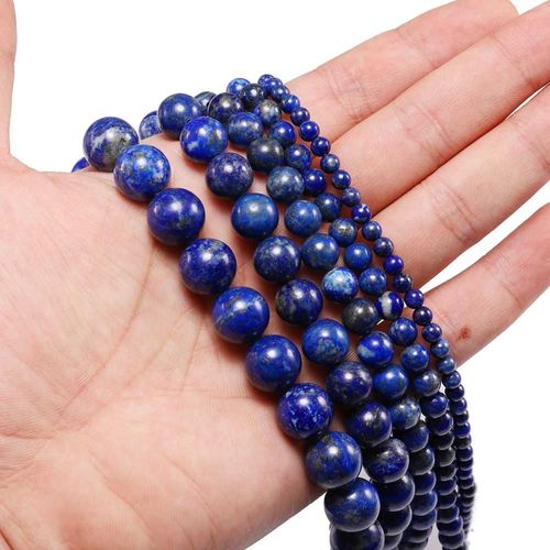 Perles En Pierre Lapis Lazuli Naturelle Aaa, 1 Brin/Lot 4/6/8/10/12mm, Perles Rondes Amples Pour La Fabrication De Bijoux, Bracelet À Faire Soi Même
