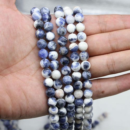 Perle De Pierre Naturelle De 4/6/8/10/12mm, Nouvelles Veines Bleues, Perles Rondes De Sodalite, Perles D'espacement Pour La Fabrication De Bijoux, Résultats Bracelet À Bricoler Soi Même