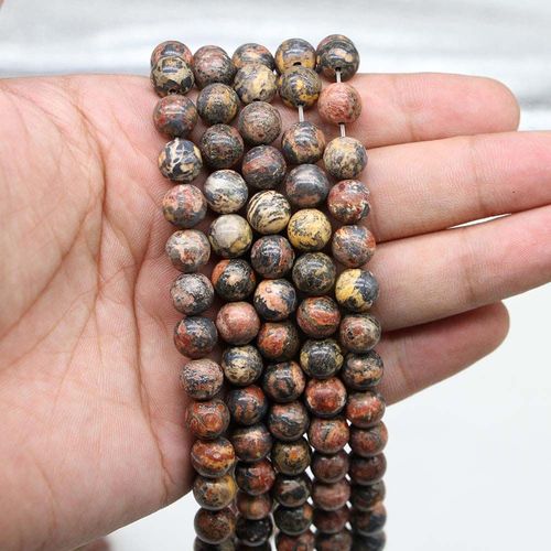 Perles Rondes En Pierre Léopard Rouge Naturelle, 1 Brin/Lot 4/6/8/10/12mm, Perles D'espacement Pour La Fabrication De Bijoux, Bracelet À Faire Soi Même