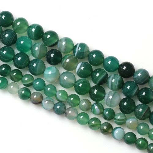 Perles Rondes En Pierre Naturelle, Pour La Fabrication De Bijoux, Colliers, 4, 6, 8, 10, 12mm, Onyx, Agate, Rayures Vertes, Vente En Gros