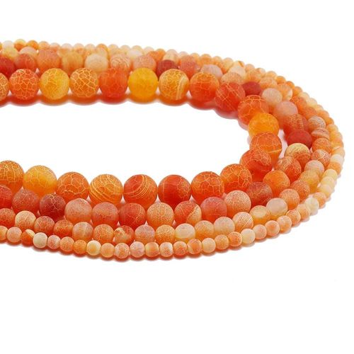 Pierre Naturelle Orange, Agates De Crabe Givré, Perles D'espacement Rondes Pour La Fabrication De Bijoux, Bracelets Bricolage, 1 Brin/Lot 4 6 8 10 12 Mm