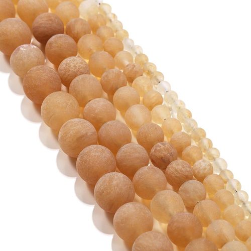 Perles Rondes En Cristal De Pastèque Jaune, Pierre Naturelle Mate, Pour Bricolage De Bracelet, Fournitures De Fabrication De Bijoux, 1 Brin/Lot 4/6/8/10mm