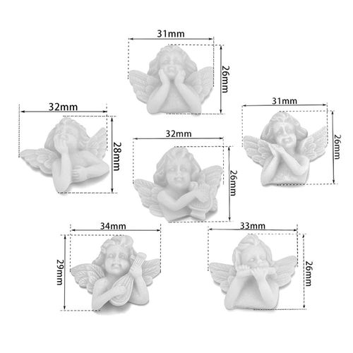 Mélange De Breloques En Résine Blanche Ange 3d, 6 Pièces, Cabochon Pour Collier, Boucle D'oreille, Porte Clés, Accessoires De Bricolage