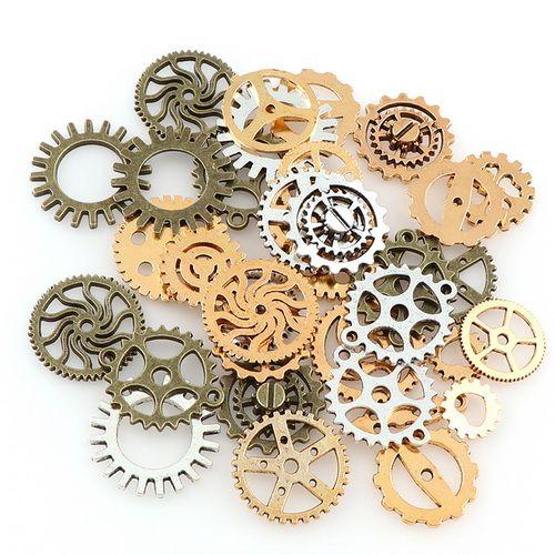 Pendentifs D'engrenage En Métal De 50g, 8 Styles Aléatoires, Roue En Bronze Antique, Mouvement Steampunk Rétro, Bricolage, Accessoires De Bijoux