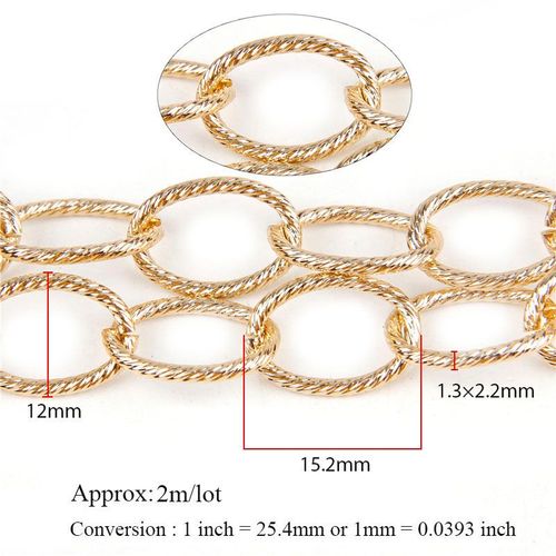 Fabrication De Colliers En Métal Doré, 1.3x2.2x12x15.2mm, Chaînes À Maillons Ouverts En Vrac
