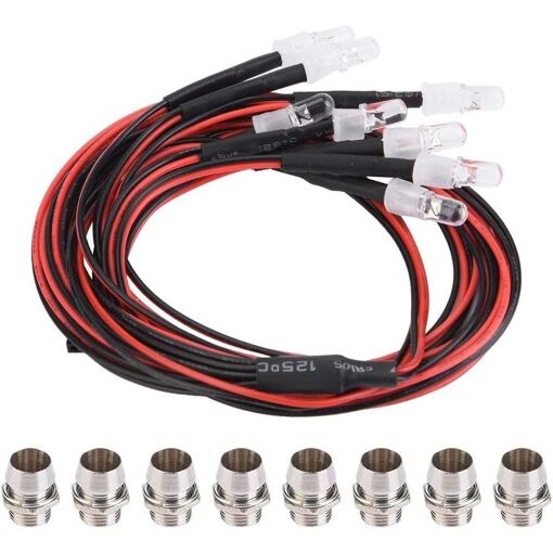 Kit Phares LED Ronds Pour Voiture RC 1:10 – éclairage Orientable Pour Crawlers Axial, SCX10, Wraith – étanche