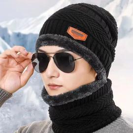 Cagoule d'hiver en tricot à visière épaisse et chaude pour homme, chapeau d' hiver en peluche, protège-oreilles pour cyclisme en plein air, masque de  Ski