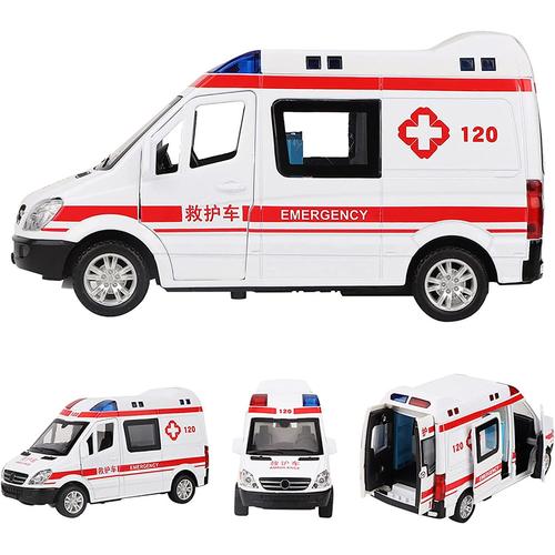 1:36 Échelle Miniature Ambulance Modèle Jouet Pull Back Voiture de  Sauvetage à L'hôpital Ambulance Jouet Modèle De Véhicule d'urgence avec Son  et Lumière pour Maison De Poupée Enfants Cadeau