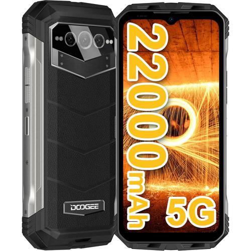 DOOGEE VMAX 5G [2023] Téléphone Portable Incassable, 20 Go + 256 Go (TF 2TB) Dimensity 1080, 22000mAh, 108MP Triple Caméra+20MP Vision Nocturne, 6,6" FHD+ 120Hz, Android 12 Smartphone, GPS/NFC - Noir