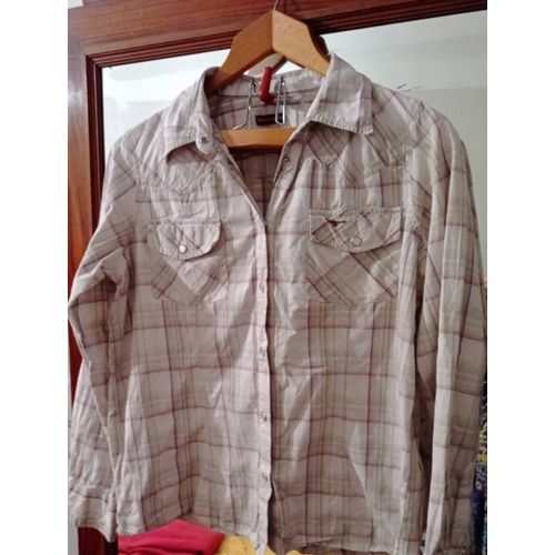 Chemise À Carreaux Rose Bleu 42 Xl Blanche Porte.